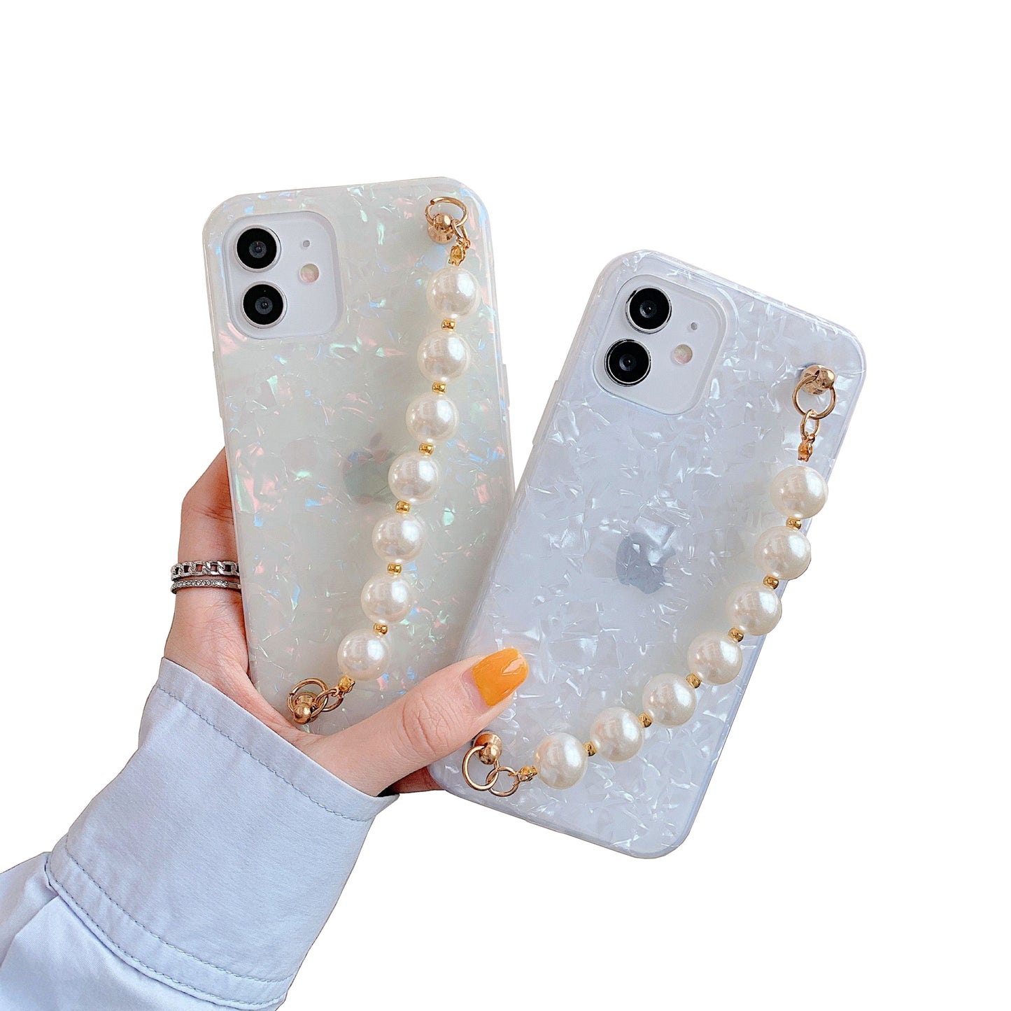 MVYNO Gorgeous iPhone 15 Pro Max Case (White Pearl Holder)