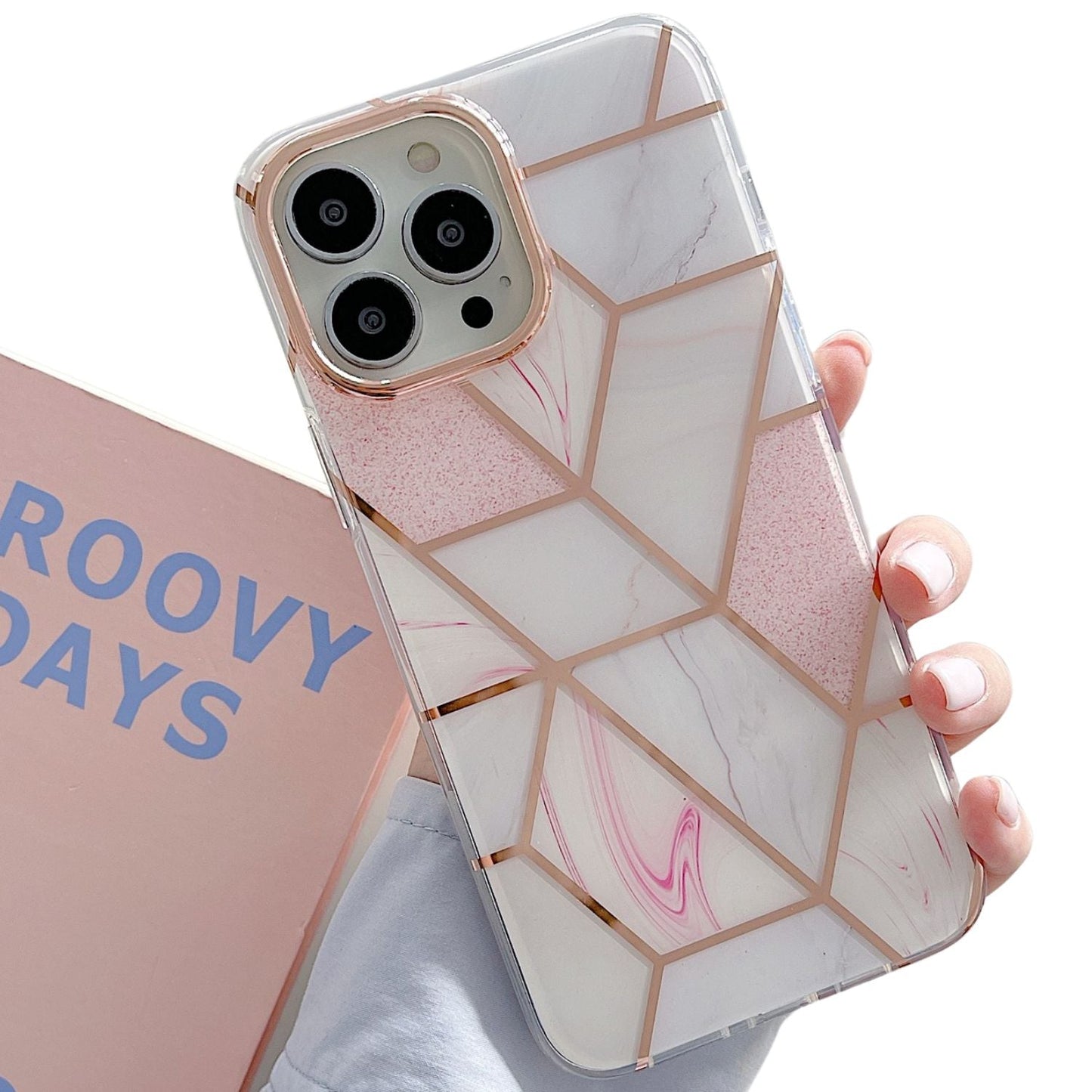 Luxe iPhone 14 Pro Max Cover (Geo Pink)