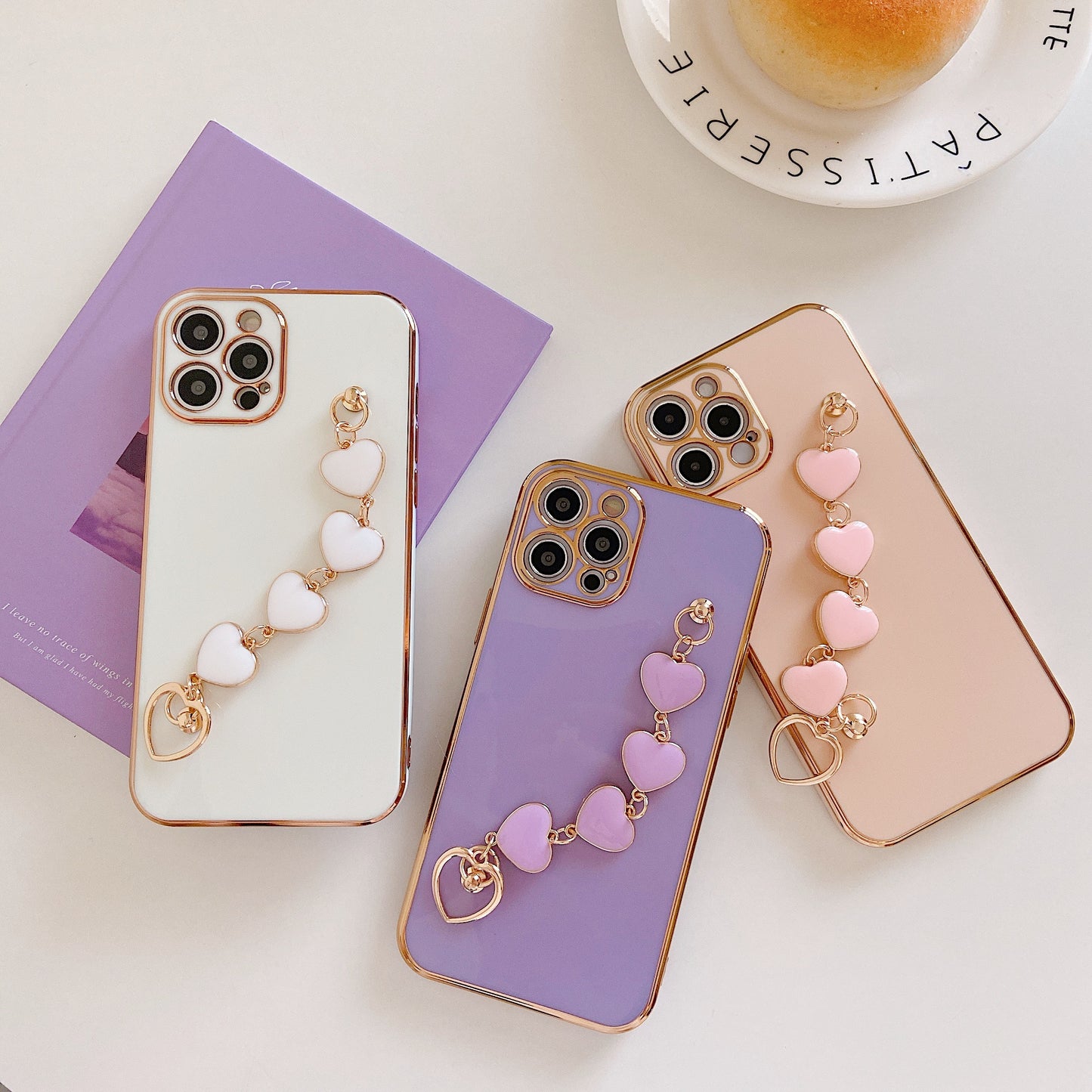 Premium iPhone 14 Case : Lavender Hearts Holder
