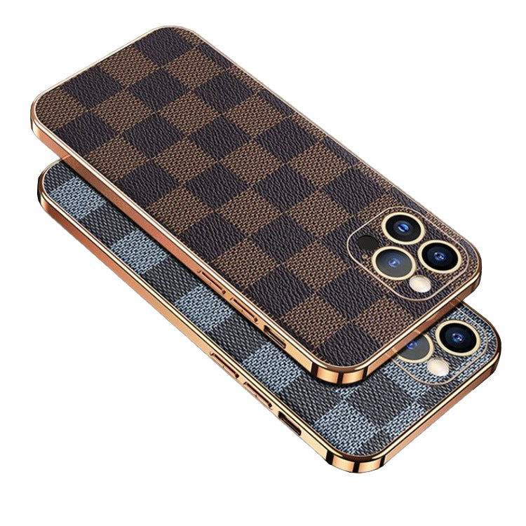 Luxury iPhone 13 Pro Max Case : Brown Checks