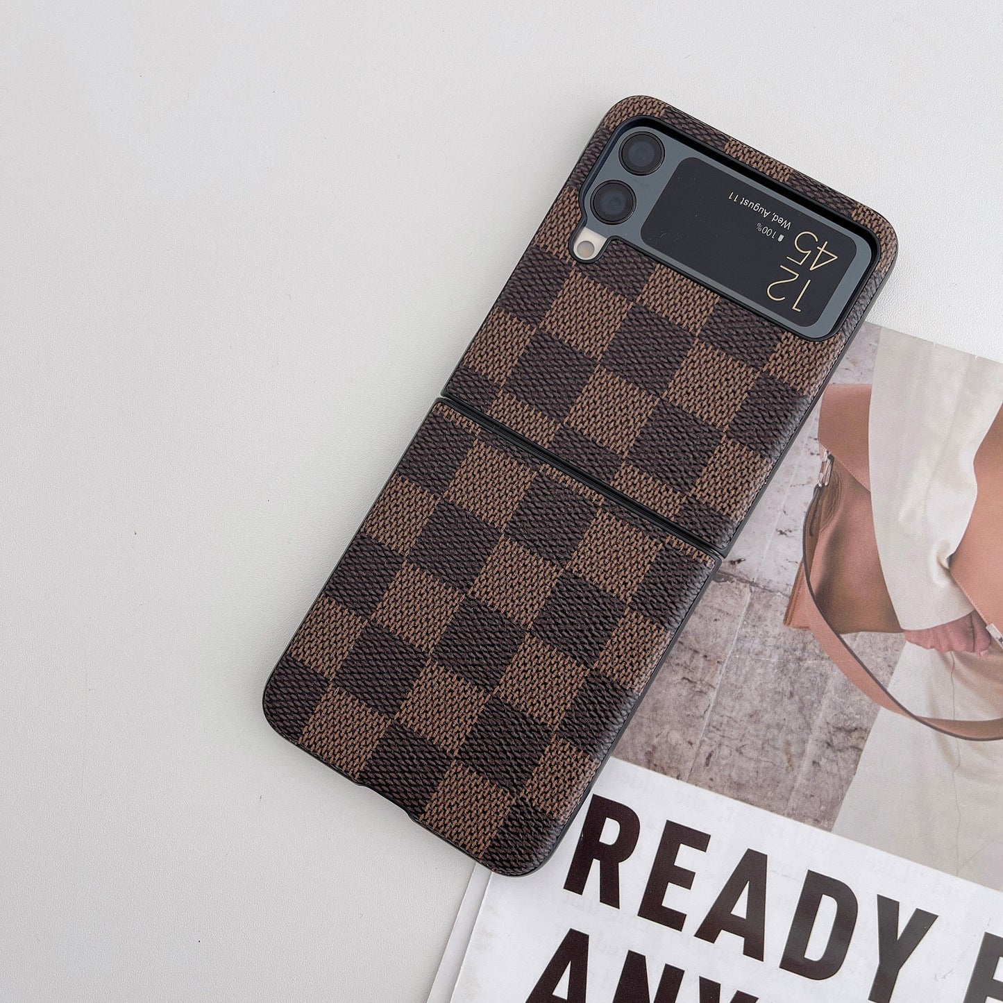 Samsung Galaxy Z flip 3 Case : Brown Checks