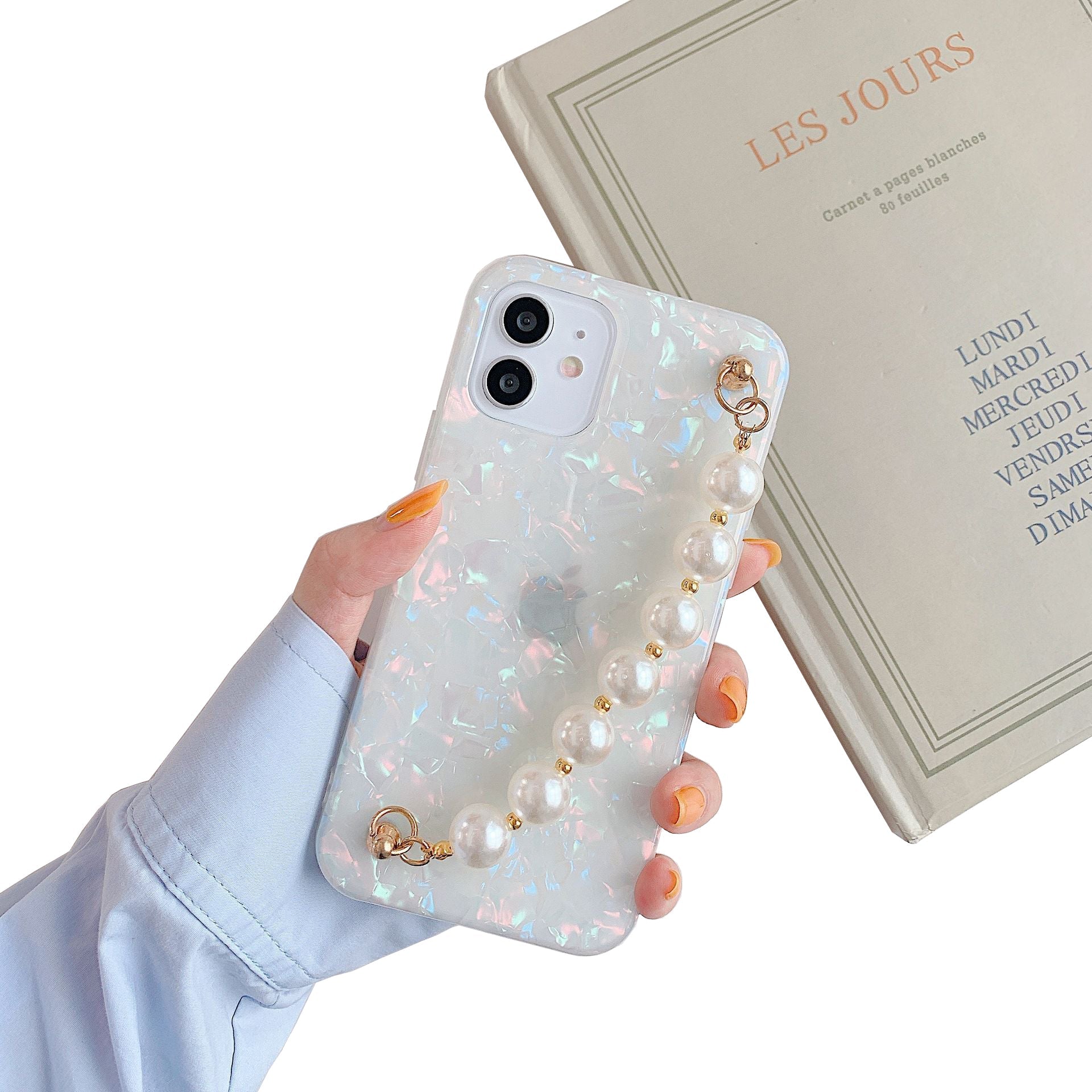 Premium iPhone 13 Pro Case White Pearl Holder - Main Image