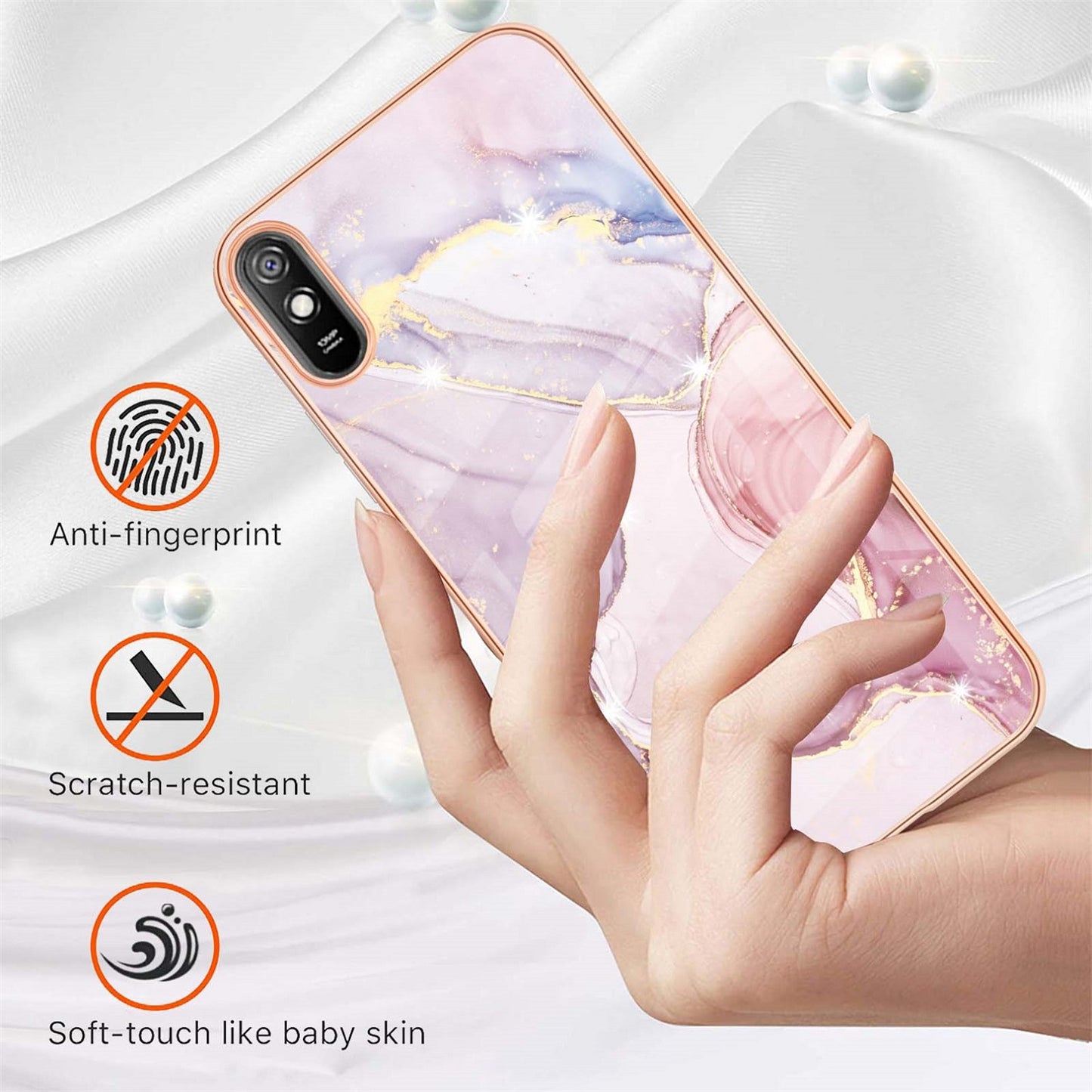 Elegant Redmi 9A back cases and covers (Marble Pink)