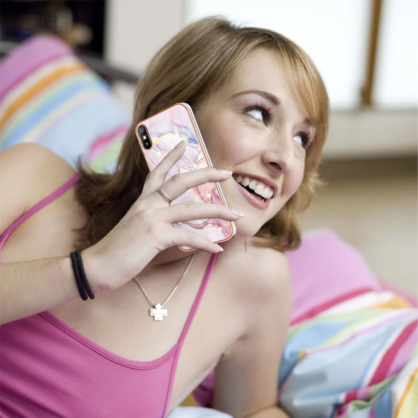 Elegant Redmi 9A back cases and covers (Marble Pink)