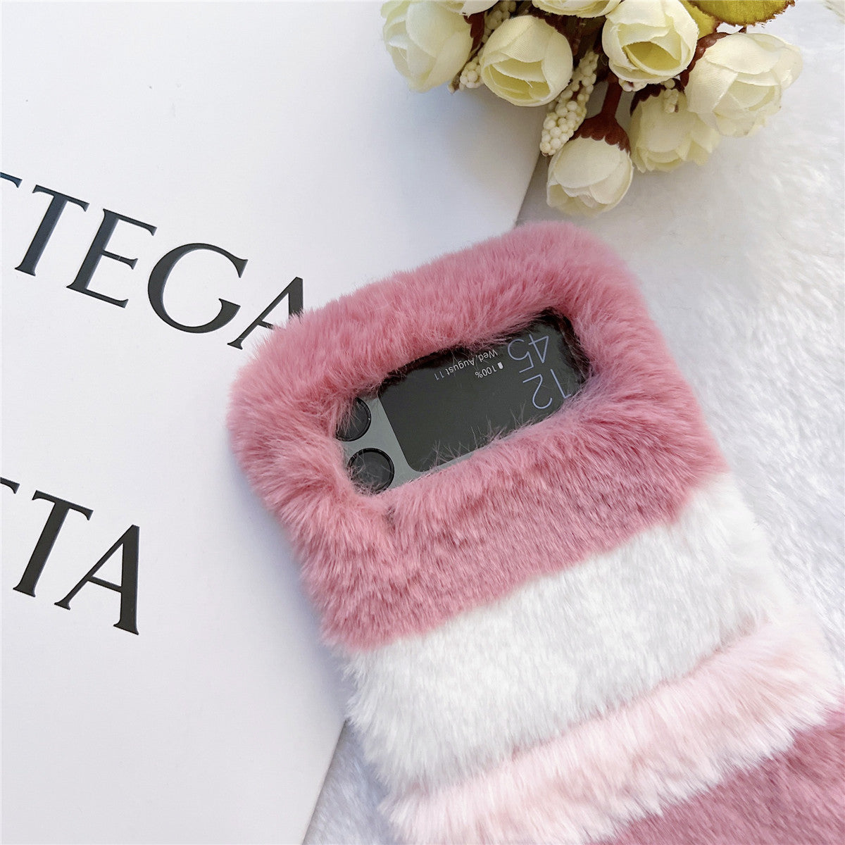 Samsung Galaxy Z flip 3 Case : Soft Pink Fur