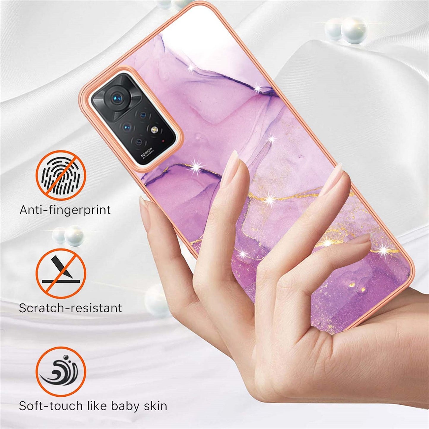 Exclusive Redmi note 11 Pro + 5G Case & cover (Marble Purple)