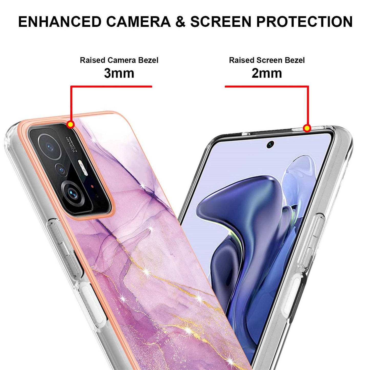 Gorgeous Xiaomi 11T Case & mi 11T Pro 5G cover (Marble Purple)