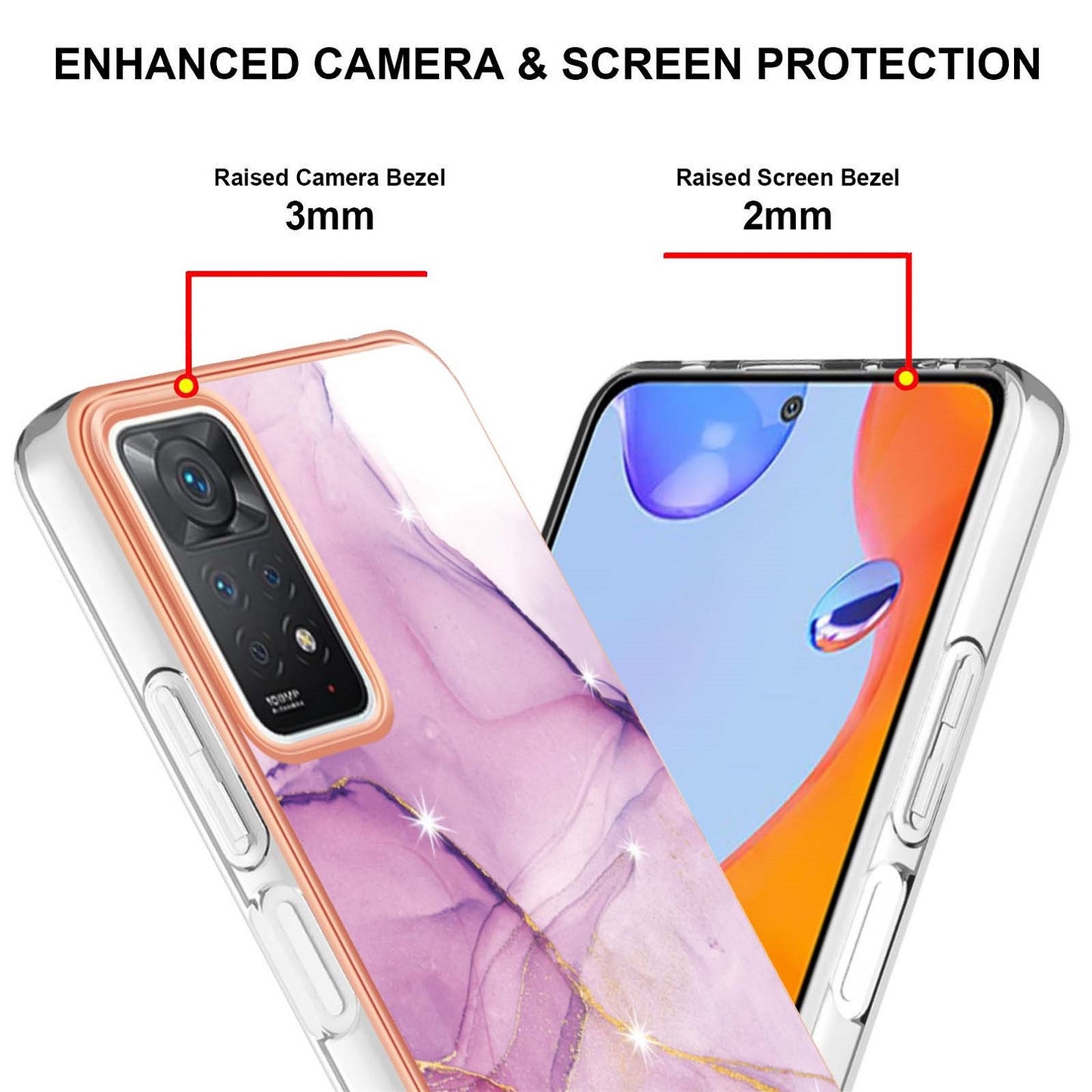 Exclusive Redmi note 11 Pro + 5G Case & cover (Marble Purple)