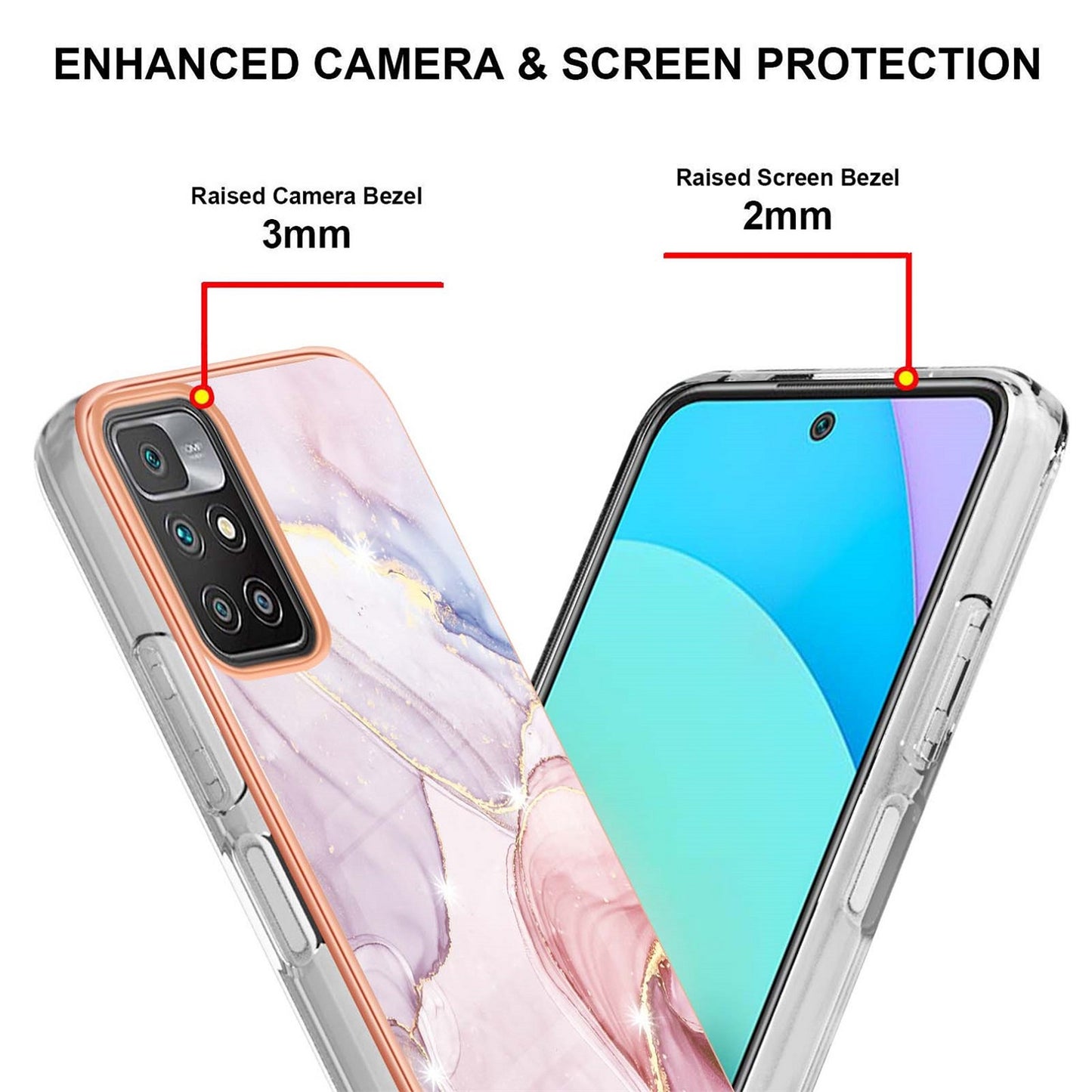 Beautiful Redmi 10 Prime Cases & Covers (Marble Pink)