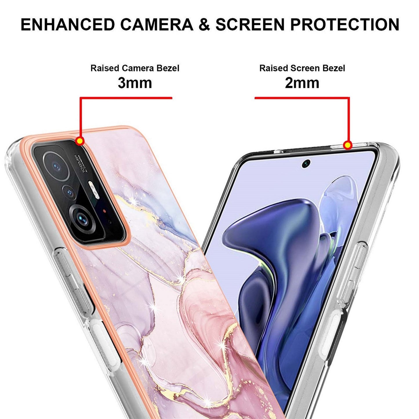 Gorgeous Xiaomi 11T Case & mi 11T Pro 5G cover (Marble Pink)