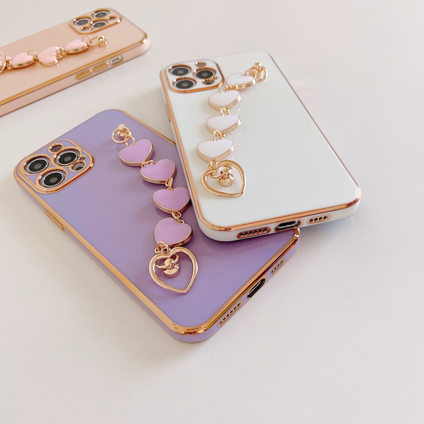 Premium iPhone 13 Pro Case : White Hearts Holder