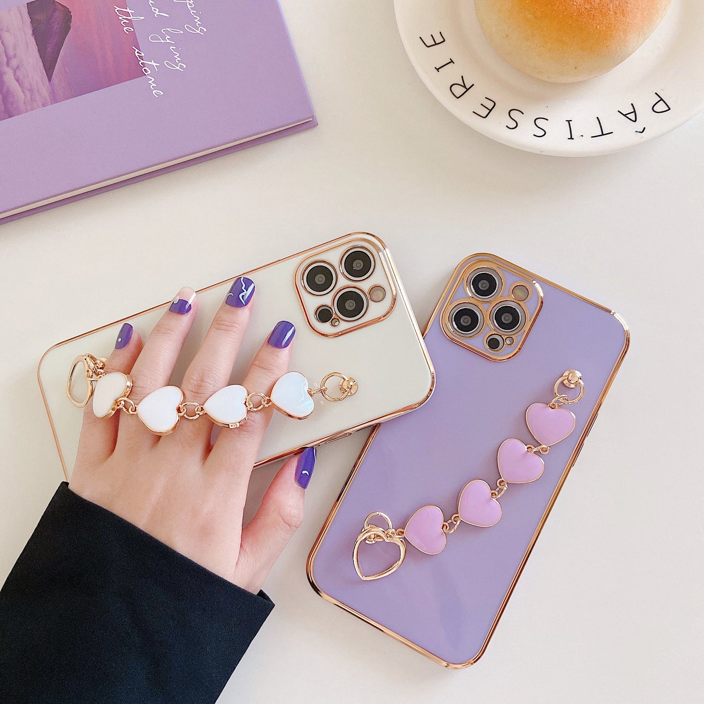 Premium iPhone 13 Pro Case : White Hearts Holder