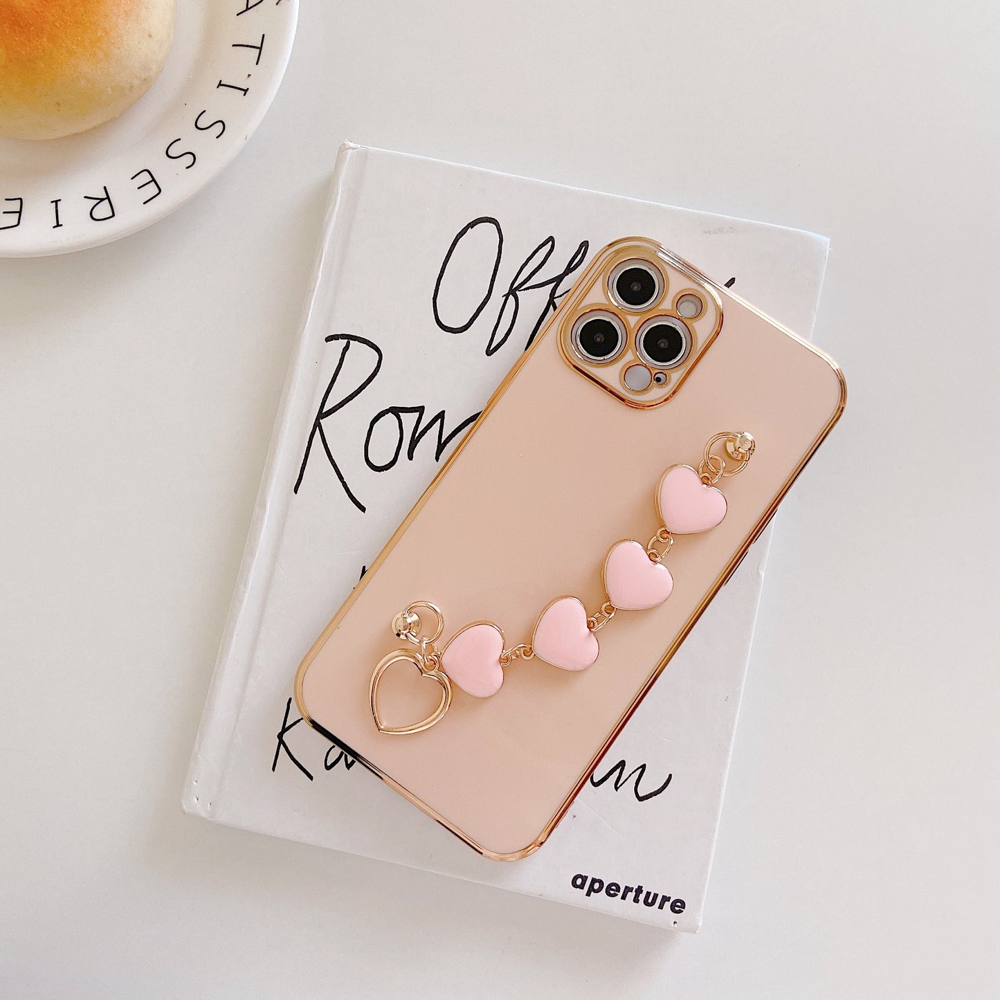 Premium iPhone 14 Case : Pink Hearts Holder