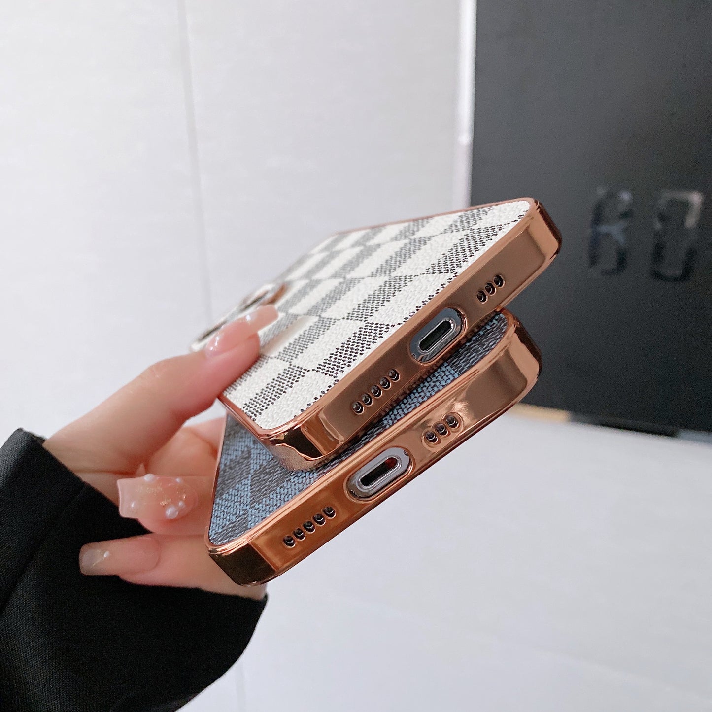 Luxury iPhone 13 Case : Blue Checks