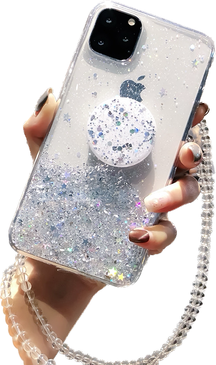 Pretty iPhone 14 Case : Clear Charms with Pop Socket