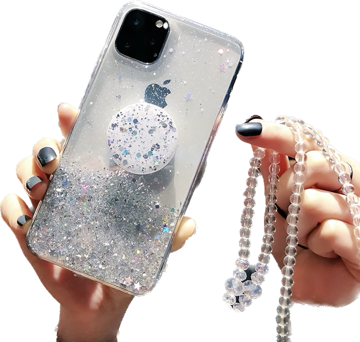 Pretty iPhone 14 Pro Max Case : Clear Charms with Pop Socket