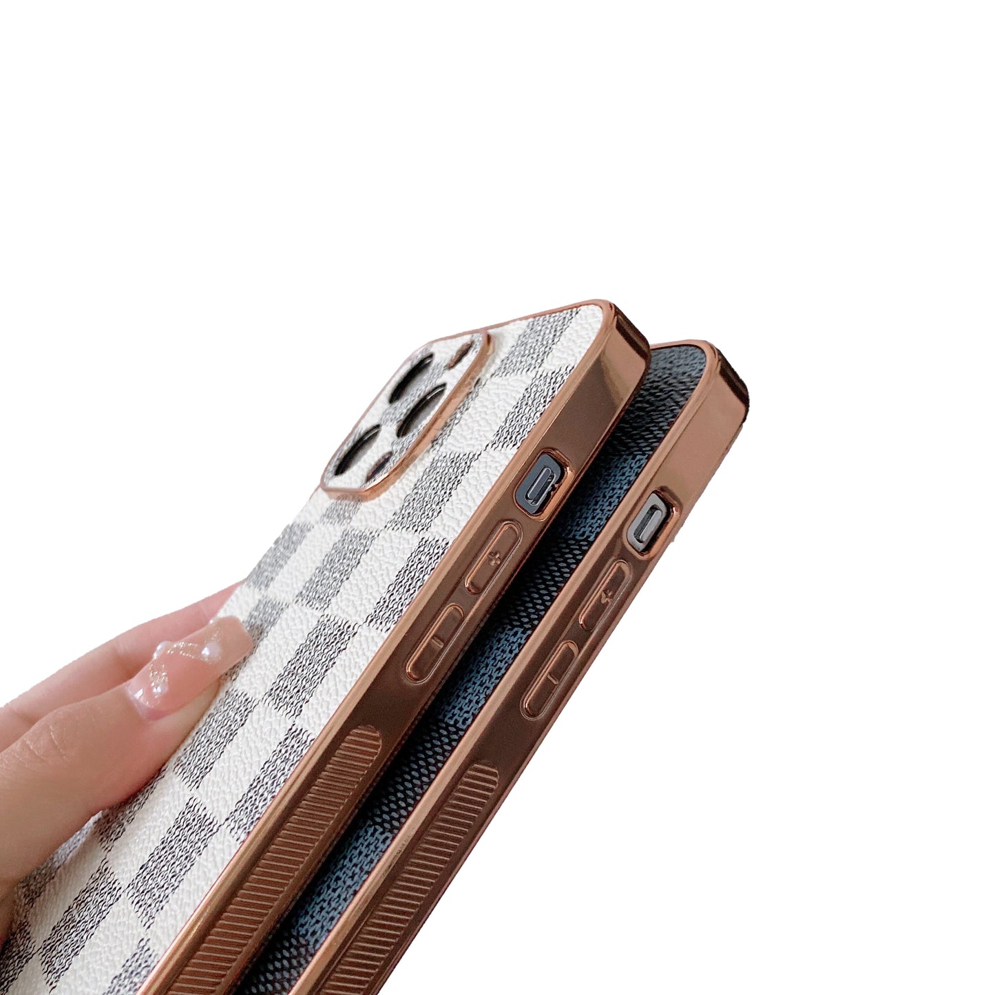 Luxury iPhone 13 Pro Case : Blue Checks