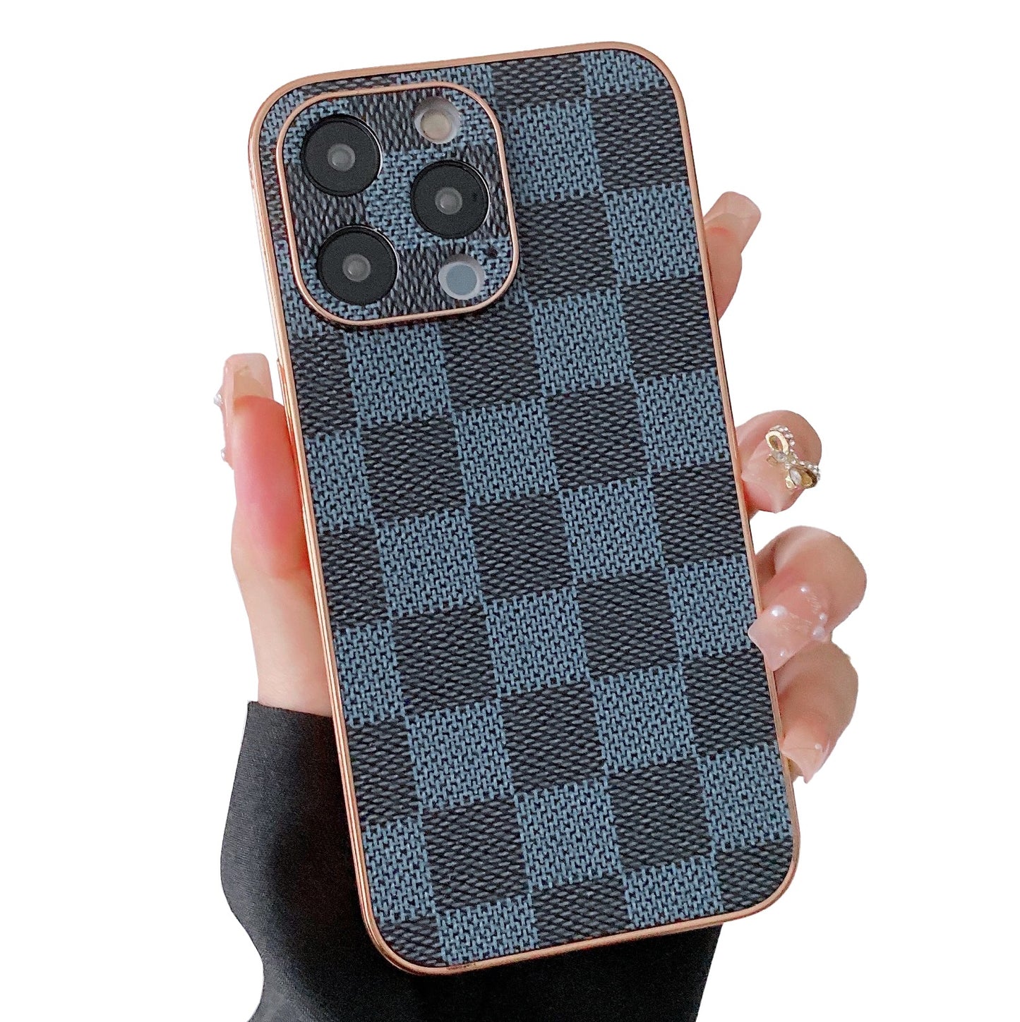 Luxury iPhone 13 Pro Max Case : Blue Checks