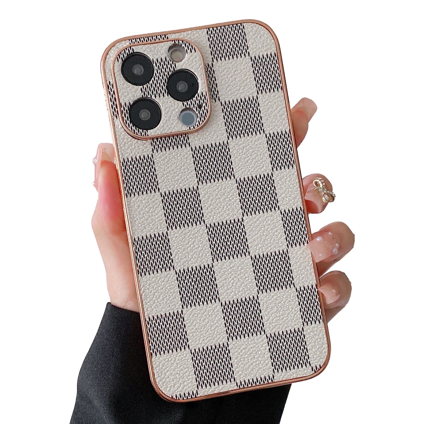 Luxury iPhone 13 Pro Max Case : Grey Checks