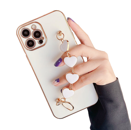 Premium iPhone 14 Pro Case : White Hearts Holder