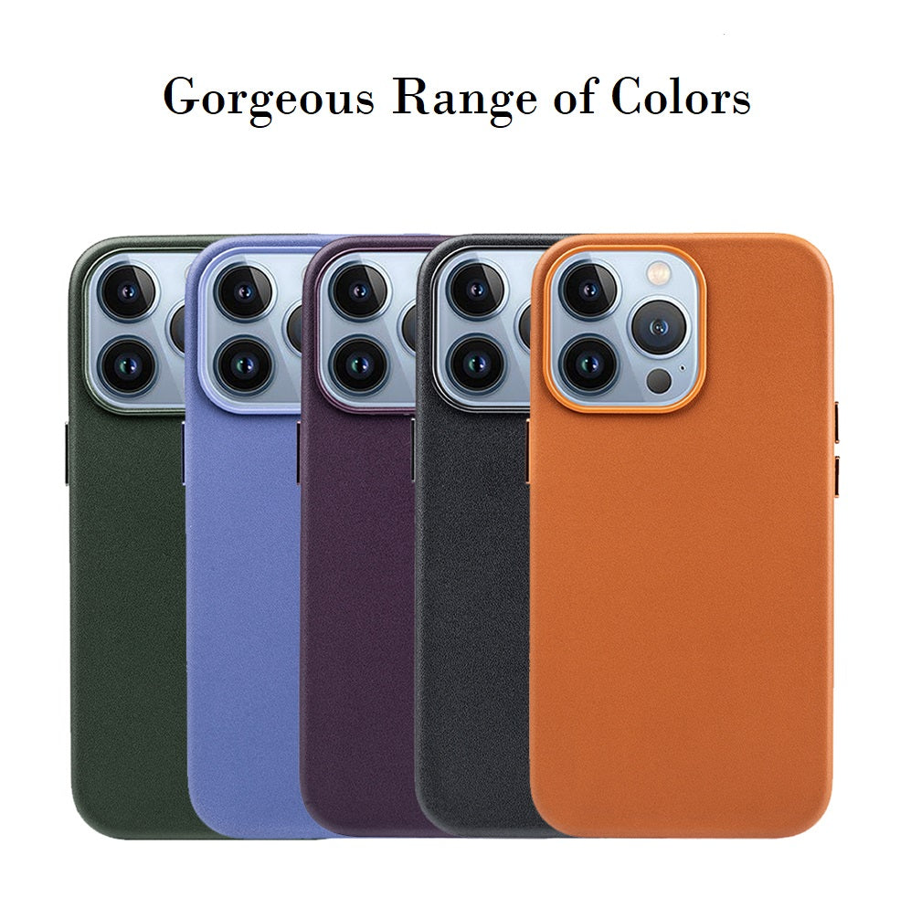 iPhone 14 Pro Leather Magsafe Case : Royal Purple