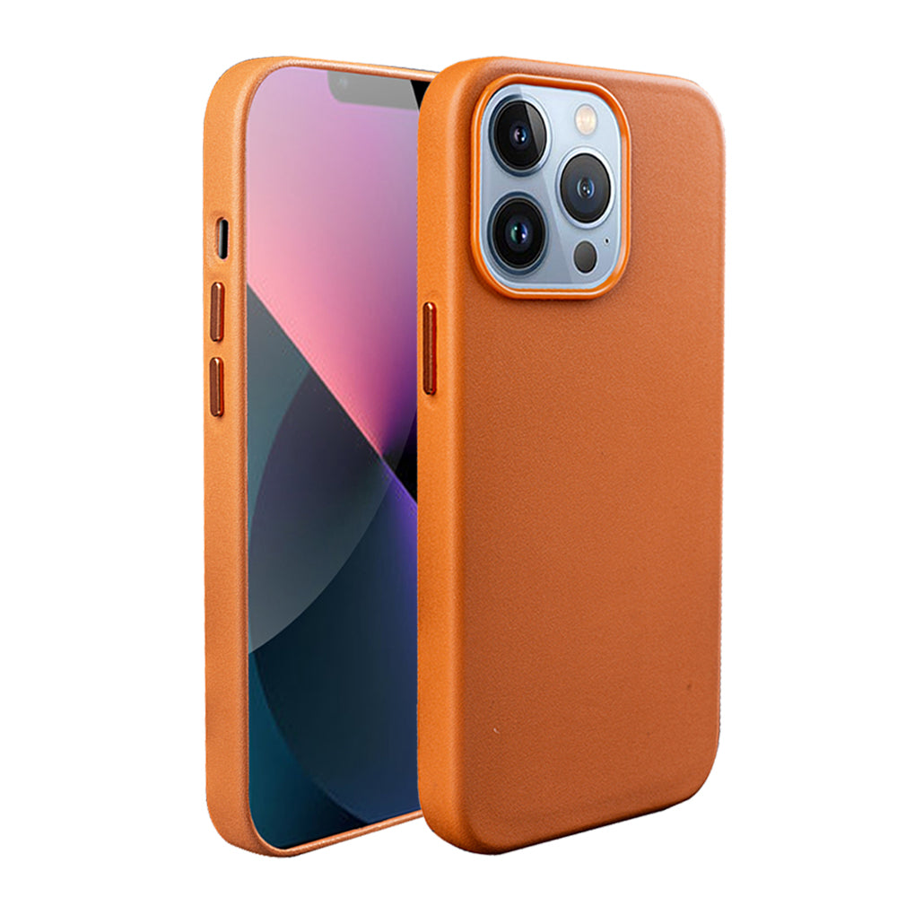 iPhone 15 Pro Leather Magsafe Case : Berry Orange