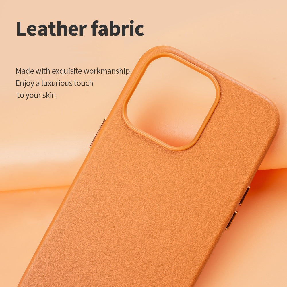 iPhone 14 Pro Leather Magsafe Case : Berry Orange