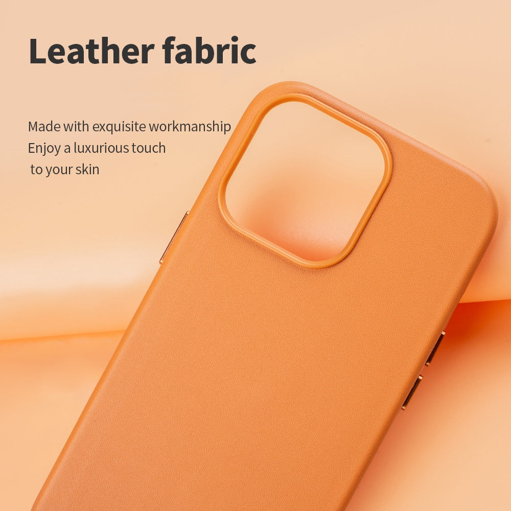 iPhone 14 Pro Max Leather Magsafe Case : Berry Orange