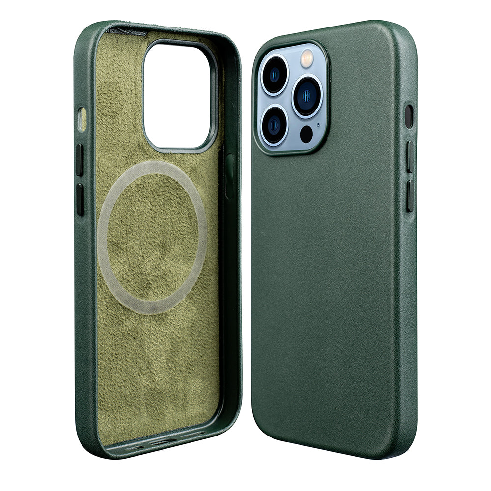 iPhone 14 Leather Magsafe Case : Forest Green