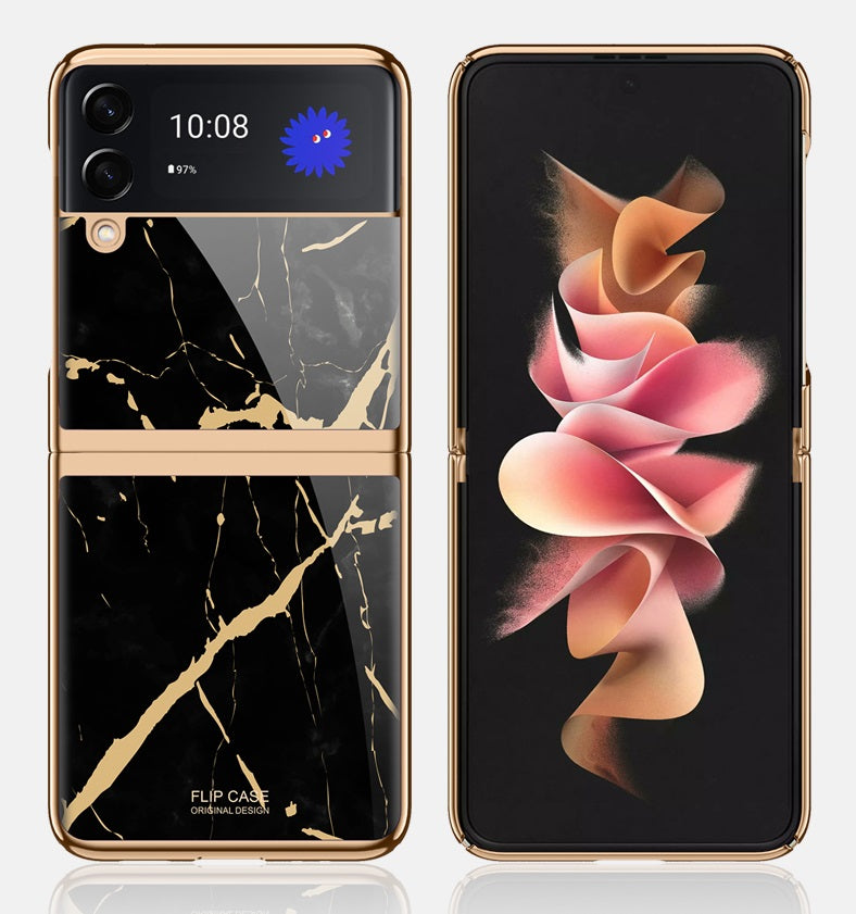 Samsung Galaxy Z flip 3 Case : Black Marble