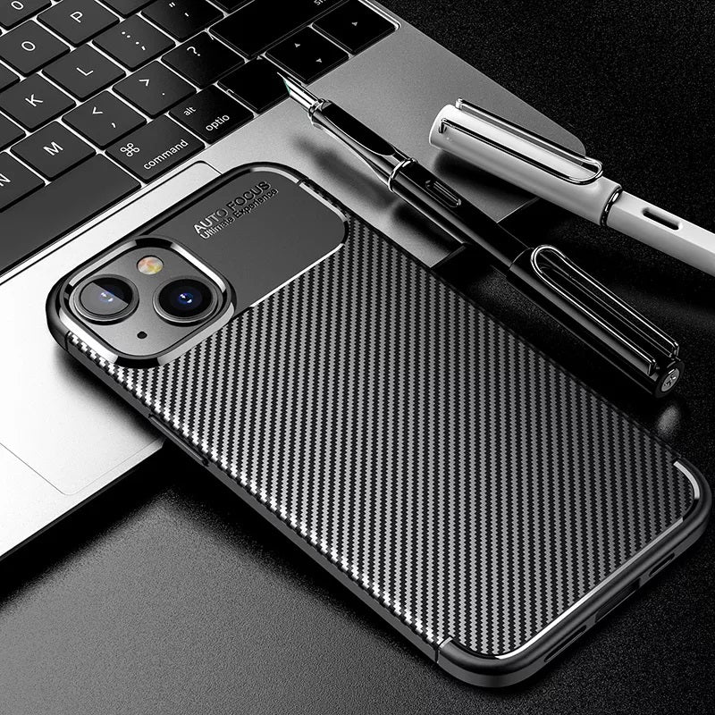 iPhone 14 Case : Carbon Fibre Black