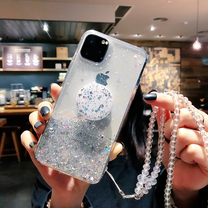 Pretty iPhone 14 Pro Case : Clear Charms with Pop Socket
