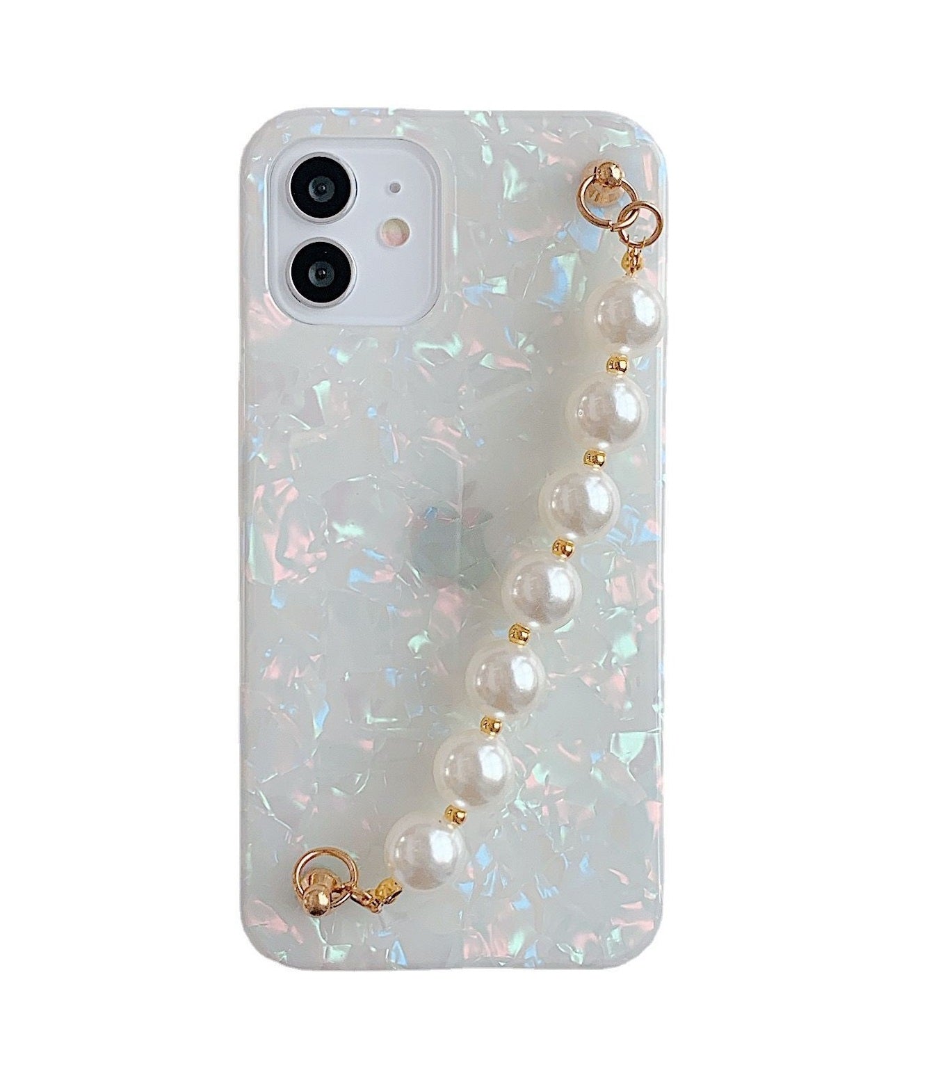 White pearl holder back iPhone 15 Case for Girls and Women by MVYNO
