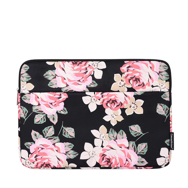 Magnificent MVYNO Black Flower Floral laptop Macbook Slipcase Sleeve Bag