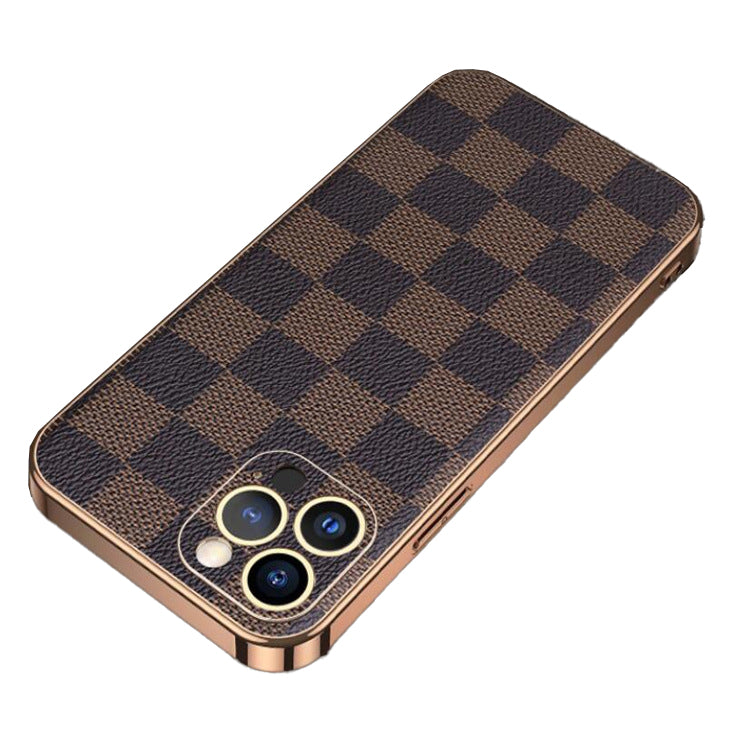 Luxury iPhone 13 Case : Brown Checks