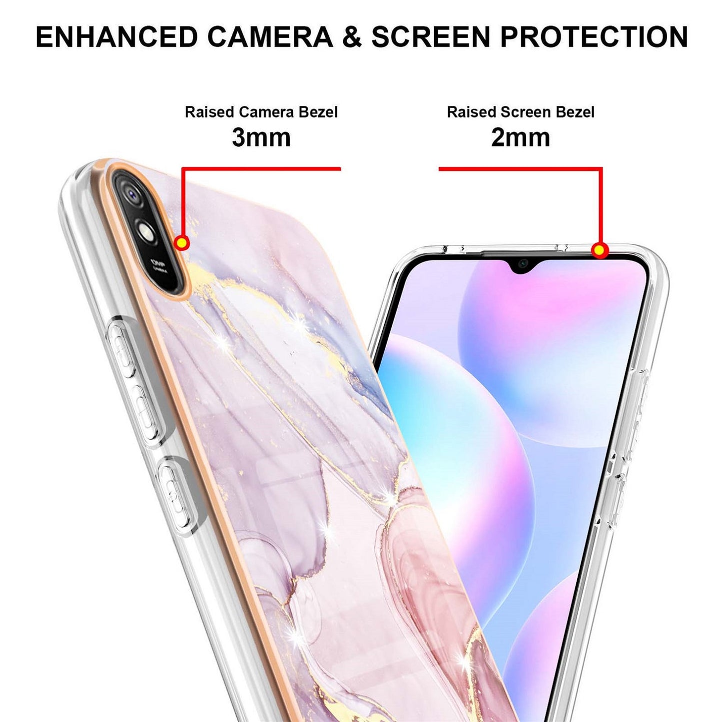 Elegant Redmi 9A back cases and covers (Marble Pink)