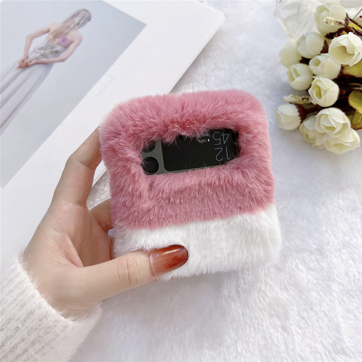 Samsung Galaxy Z Flip 4 Case : Soft Pink Fur