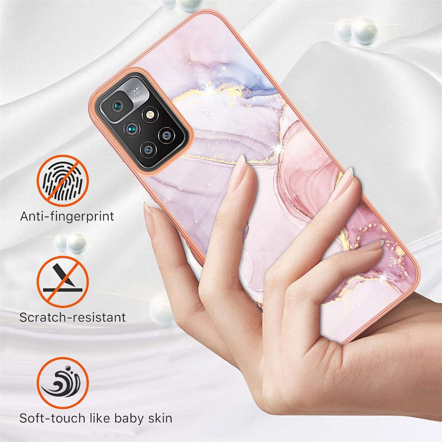 Beautiful Redmi 10 Prime Cases & Covers (Marble Pink)