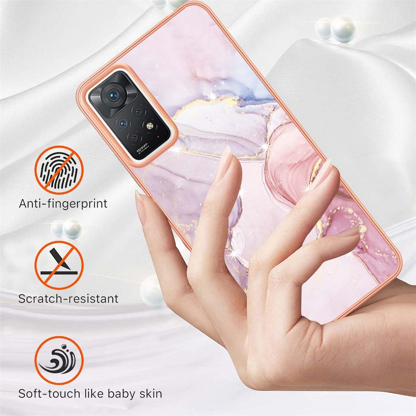 Exclusive Redmi note 11 Pro + 5G Case & cover (Marble Pink)