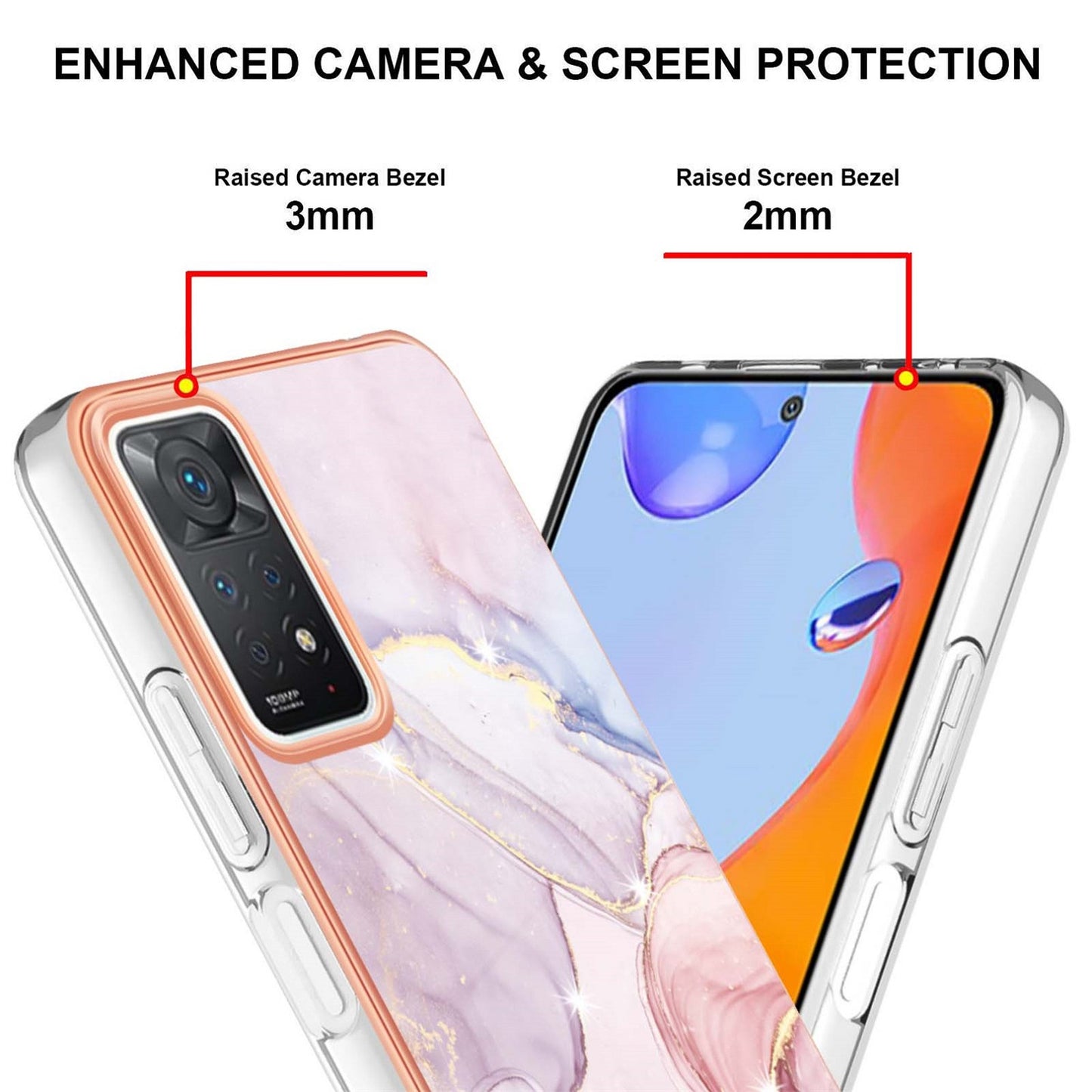 Exclusive Redmi note 11 Pro + 5G Case & cover (Marble Pink)