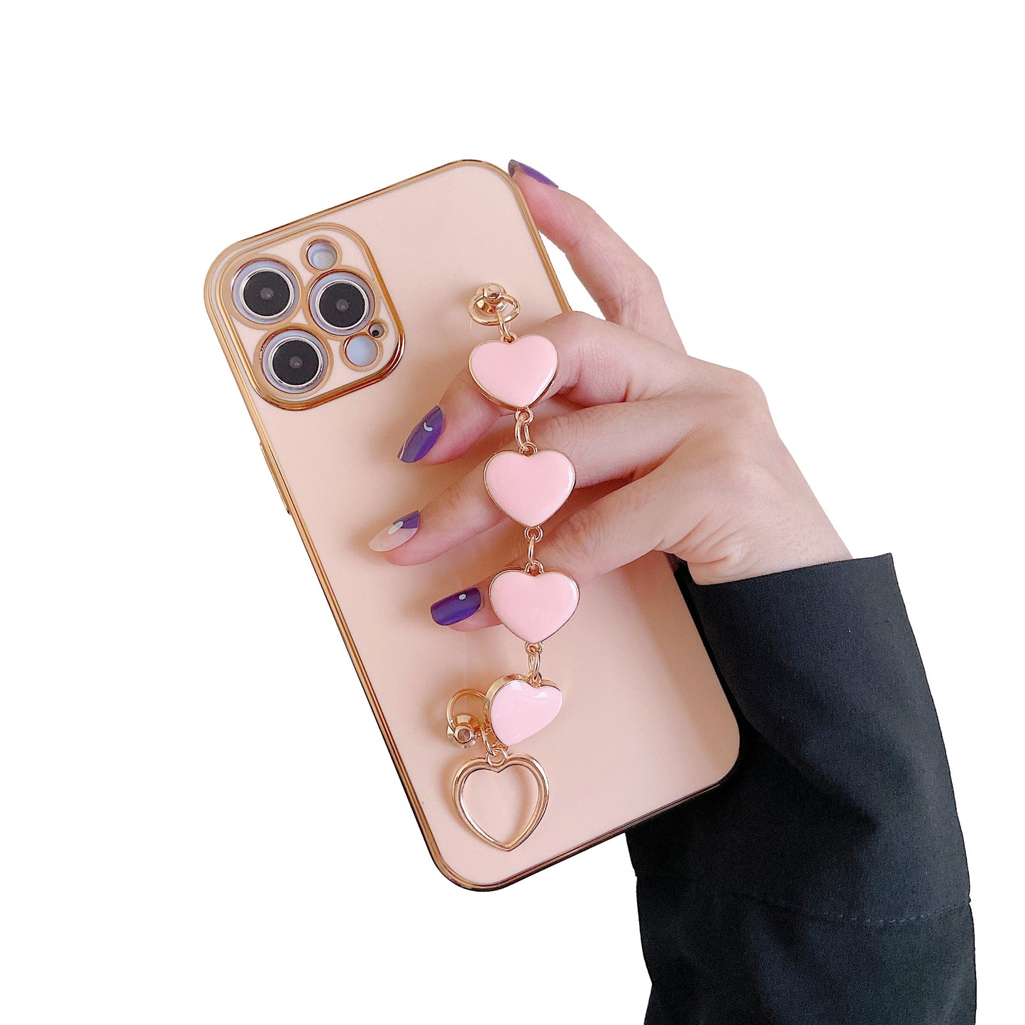 Premium iPhone 13 Pro Max Case : Pink Hearts Holder