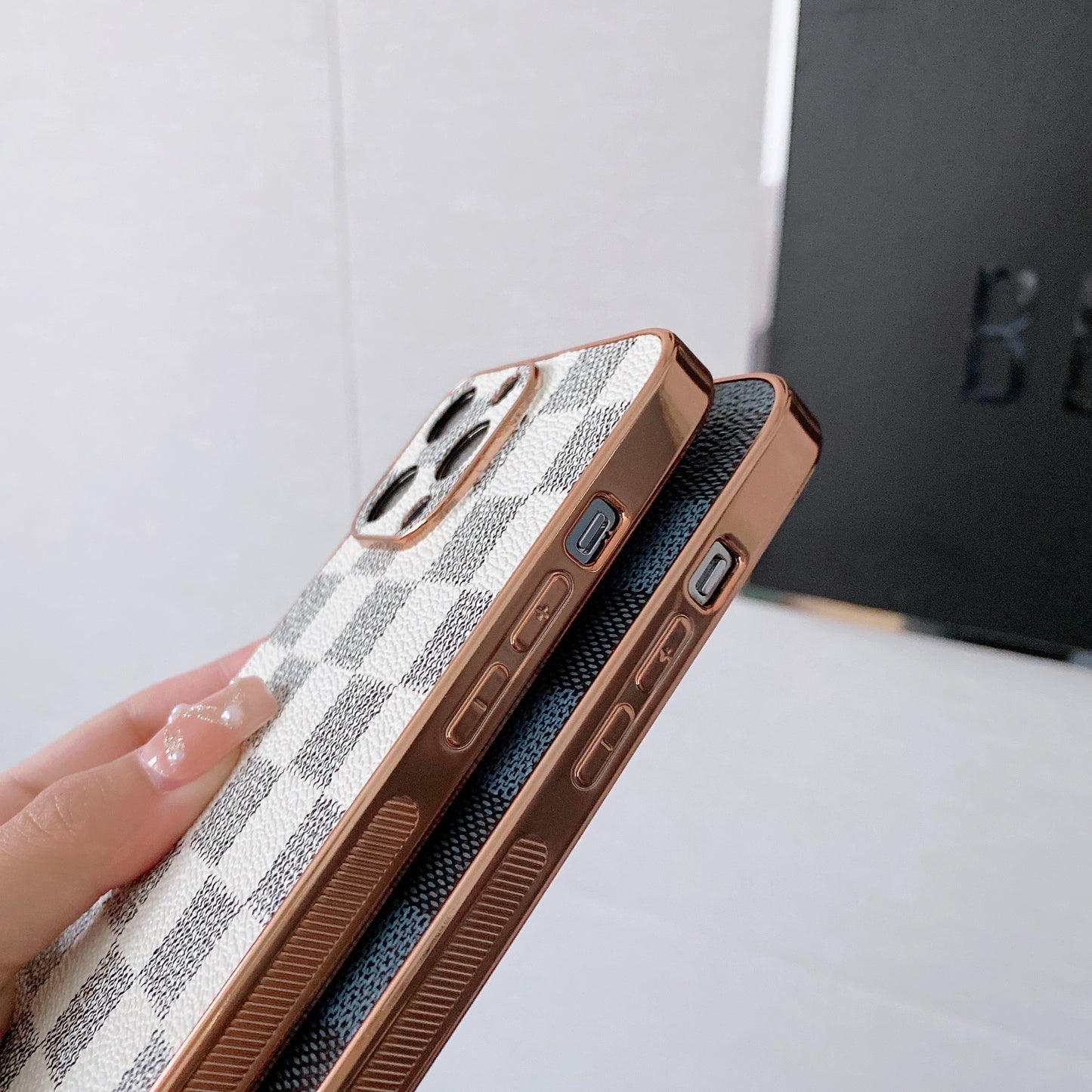Luxury iPhone 13 Case : Blue Checks