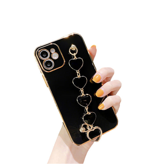 Iphone 13 Premium LV Cover Golden With Diamonds & Chain