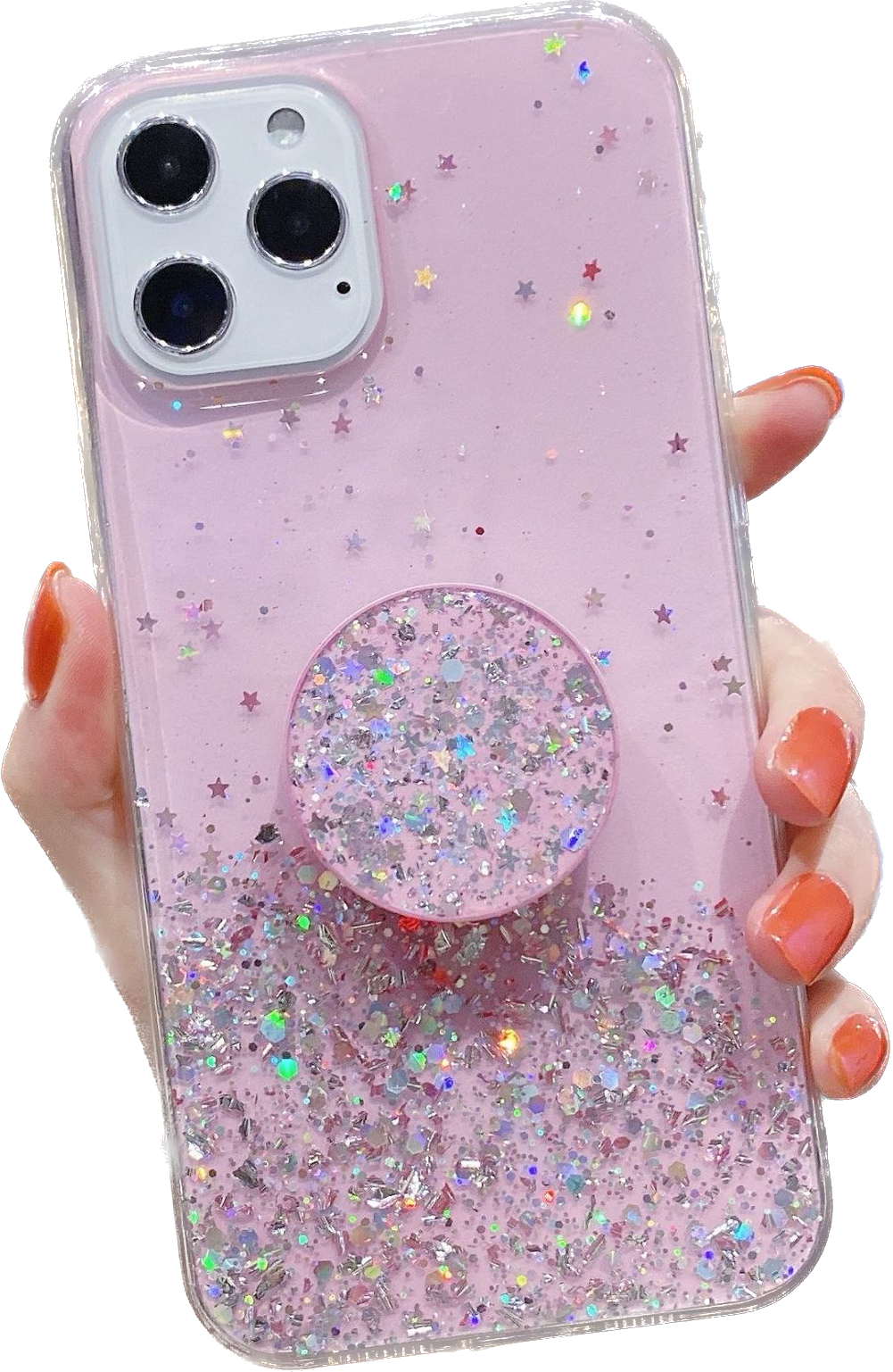 Pretty iPhone 13 Pro Case : Pink Charms with Pop Socket