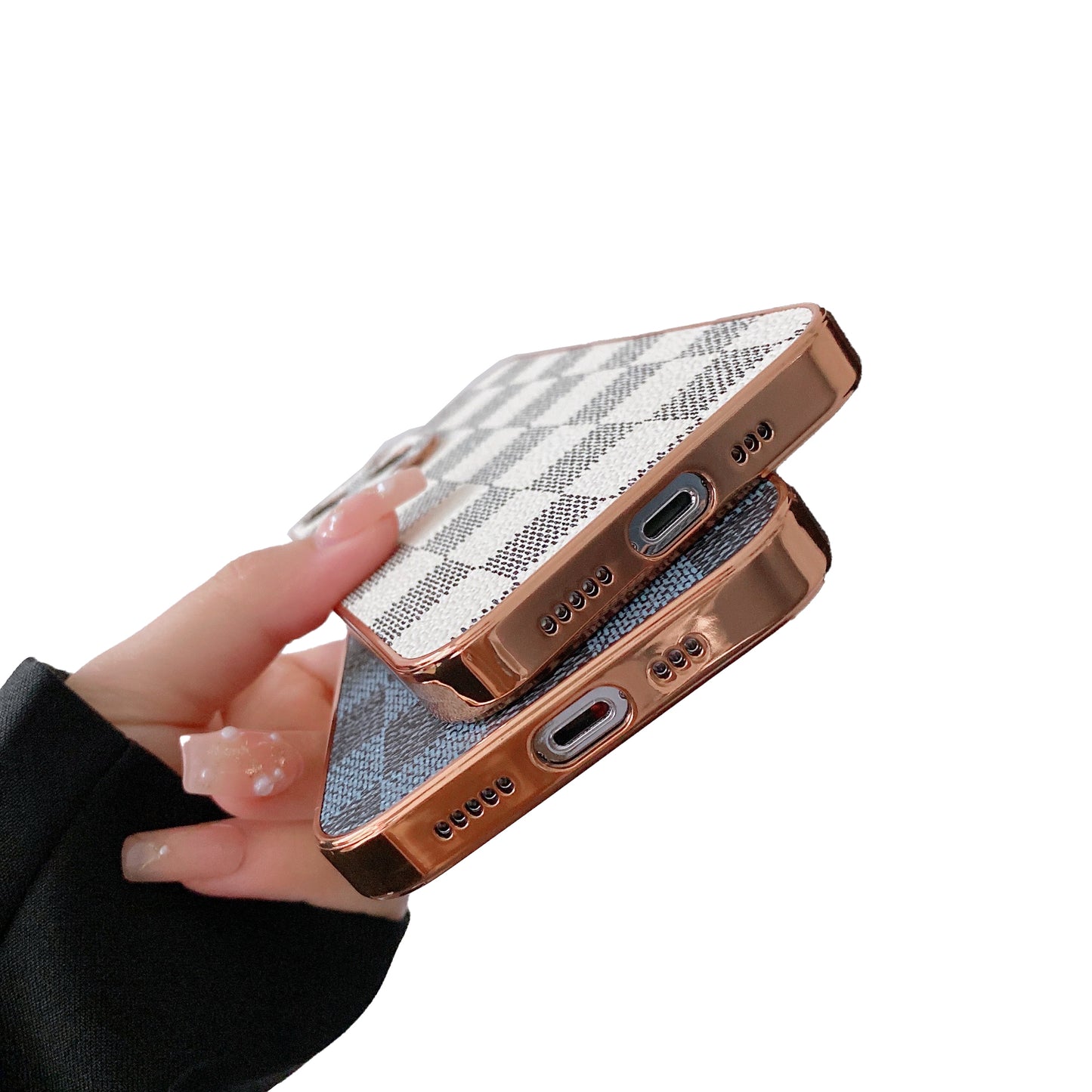Luxury iPhone 13 Case : Grey Checks