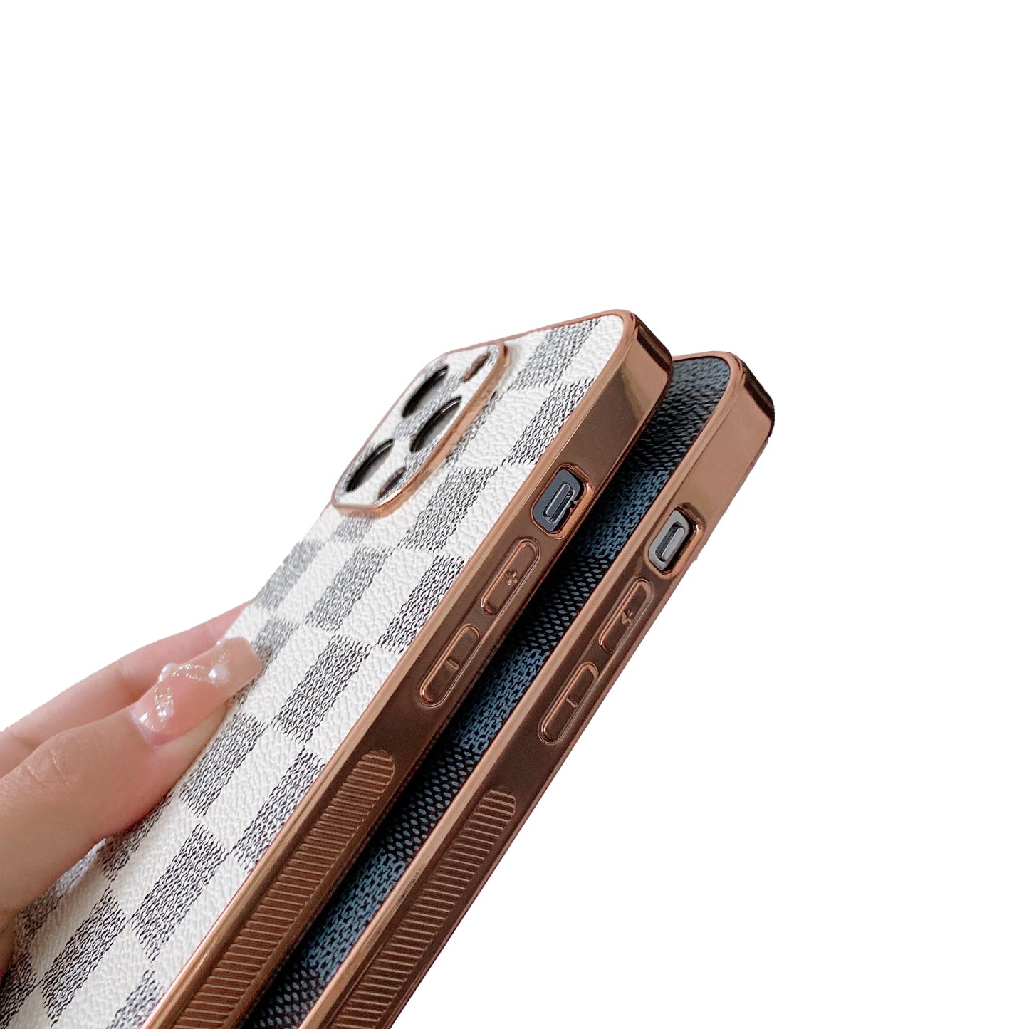 Luxury iPhone 13 Case : Grey Checks