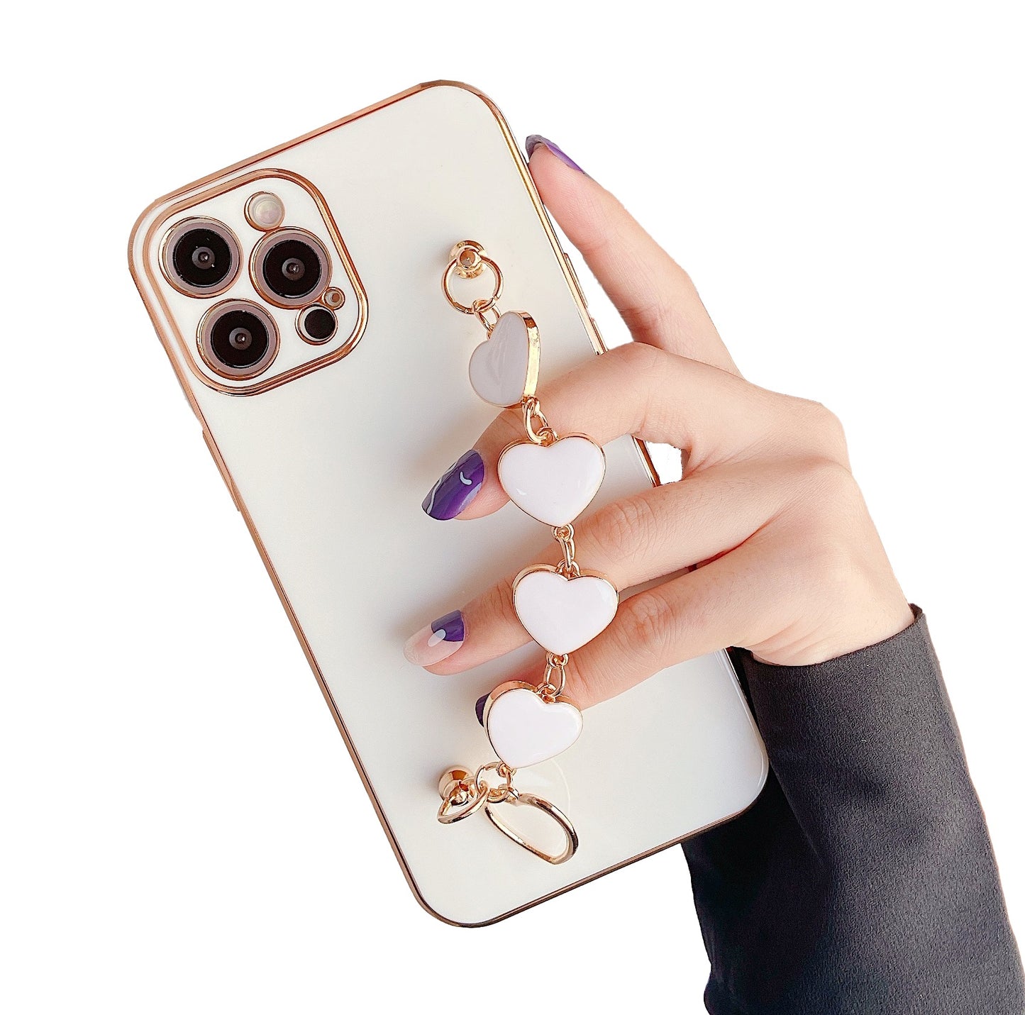 Premium iPhone 14 Pro Max Case : White Hearts Holder